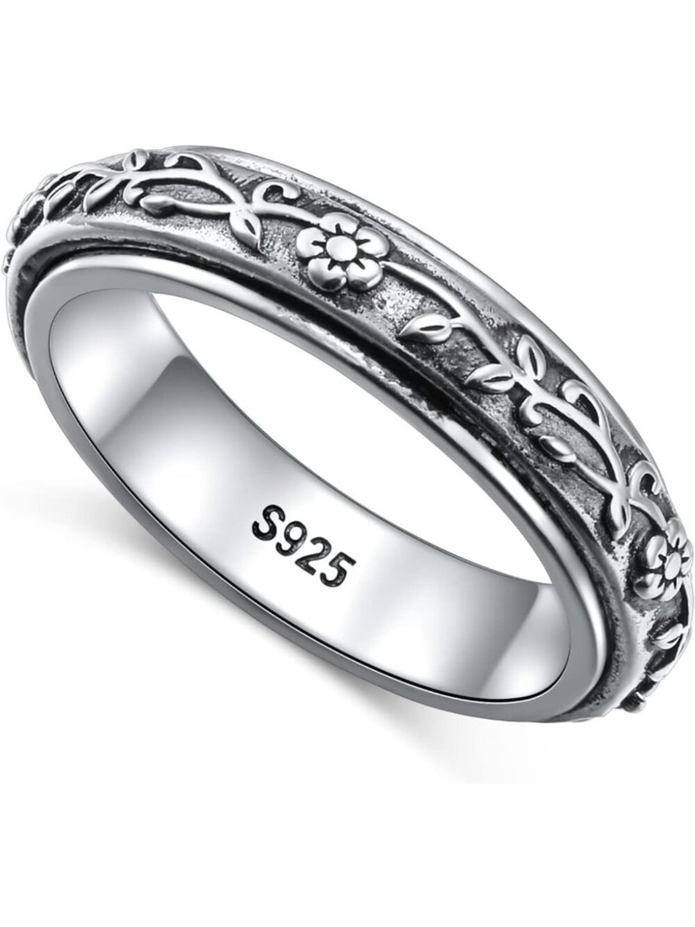 Sterling Silver Spinner Fidget Ring | Anxiety Relief Jewelry for Stress & ADHD